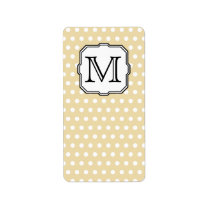 Your Letter. Custom Monogram. Beige Polka Dot. Custom Address Labels