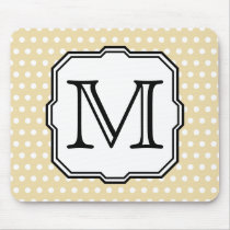Your Letter. Custom Monogram. Beige Polka Dot. Mouse Pads