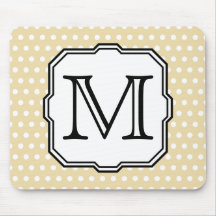 Your Letter. Custom Monogram. Beige Polka Dot. Mouse Pads
