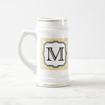Your Letter. Custom Monogram. Beige Polka Dot. Mugs