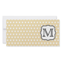 Your Letter. Custom Monogram. Beige Polka Dot. Custom Photo Card