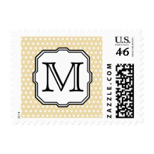 Your Letter. Custom Monogram. Beige Polka Dot. Stamps