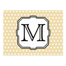 Your Letter. Custom Monogram. Beige Polka Dot. Postcard