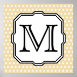 Your Letter. Custom Monogram. Beige Polka Dot. Poster