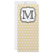Your Letter. Custom Monogram. Beige Polka Dot. Rack Card Template