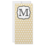 Your Letter. Custom Monogram. Beige Polka Dot. rack cards