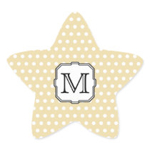 Your Letter. Custom Monogram. Beige Polka Dot. Star Sticker