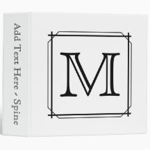 Your Letter. Custom Monogram. Black and White 3 Ring Binders