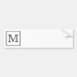 Your Letter. Custom Monogram. Black and White Bumper Sticker