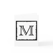 Your Letter. Custom Monogram. Black and White Greeting Card
