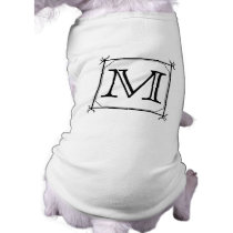 Your Letter. Custom Monogram. Black and White Doggie Tee Shirt