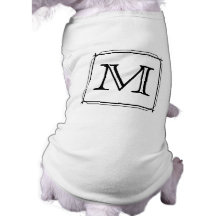 Your Letter. Custom Monogram. Black and White Dog Tee Shirt