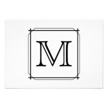 Your Letter. Custom Monogram. Black and White Custom Announcements