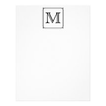 Your Letter. Custom Monogram. Black and White Letterhead Design