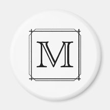 Your Letter. Custom Monogram. Black and White Refrigerator Magnet