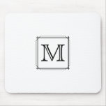 Your Letter. Custom Monogram. Black and White Mousepad