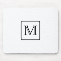 Your Letter. Custom Monogram. Black and White Mousepad
