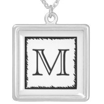 Your Letter. Custom Monogram. Black and White Custom Necklace
