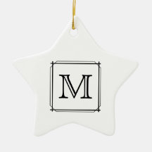 Your Letter. Custom Monogram. Black and White Christmas Tree Ornament