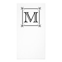 Your Letter. Custom Monogram. Black and White Photo Card Template