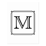 Your Letter. Custom Monogram. Black and White Post Cards