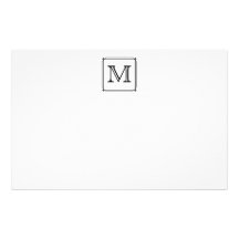 Your Letter. Custom Monogram. Black and White Stationery Design