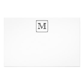 Your Letter. Custom Monogram. Black and White Stationery Design