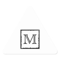 Your Letter. Custom Monogram. Black and White Triangle Stickers