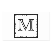 Your Letter. Custom Monogram. Black and White Rectangle Stickers