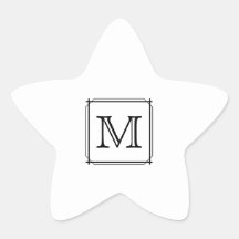 Your Letter. Custom Monogram. Black and White Star Stickers