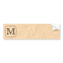 Your Letter. Custom Monogram. Black & Parchment Bumper Stickers