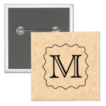 Your Letter. Custom Monogram. Black & Parchment Pin