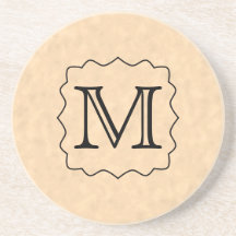 Your Letter. Custom Monogram. Black & Parchment Beverage Coasters