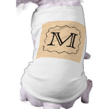 Your Letter. Custom Monogram. Black & Parchment Pet Tshirt