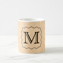 Your Letter. Custom Monogram. Black & Parchment Coffee Mugs
