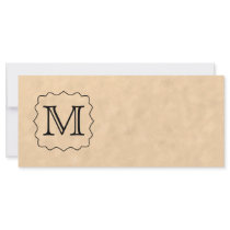 Your Letter. Custom Monogram. Black & Parchment Rack Card