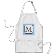 Your Letter. Custom Monogram. Blue Black White. Aprons