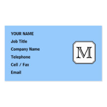 Your Letter. Custom Monogram. Blue Black White. Business Card Templates