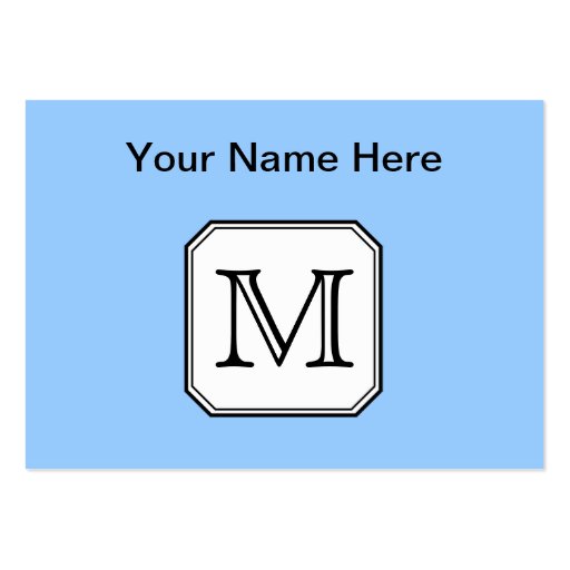 Your Letter. Custom Monogram. Blue Black White. Business Cards (front side)