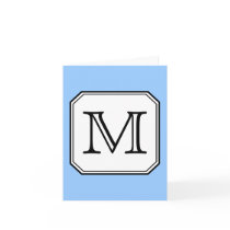 Your Letter. Custom Monogram. Blue Black White. Greeting Card