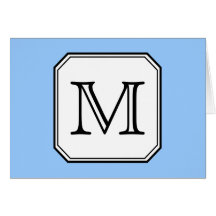 Your Letter. Custom Monogram. Blue Black White. Greeting Cards