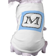 Your Letter. Custom Monogram. Blue Black White. Pet Shirt