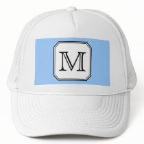 Your Letter. Custom Monogram. Blue Black White. Mesh Hats