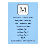 Your Letter. Custom Monogram. Blue Black White. Custom Invite