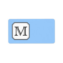 Your Letter. Custom Monogram. Blue Black White. Personalized Address Label