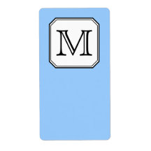 Your Letter. Custom Monogram. Blue Black White. Custom Shipping Label