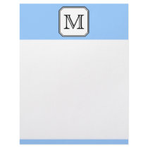 Your Letter. Custom Monogram. Blue Black White. Customized Letterhead