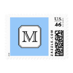 Your Letter. Custom Monogram. Blue Black White. Postage