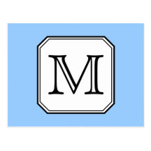 Your Letter. Custom Monogram. Blue Black White. Postcard