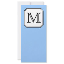 Your Letter. Custom Monogram. Blue Black White. Personalized Rack Card